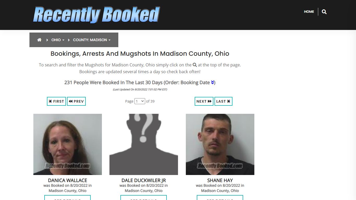 Recent bookings, Arrests, Mugshots in Madison County, Ohio